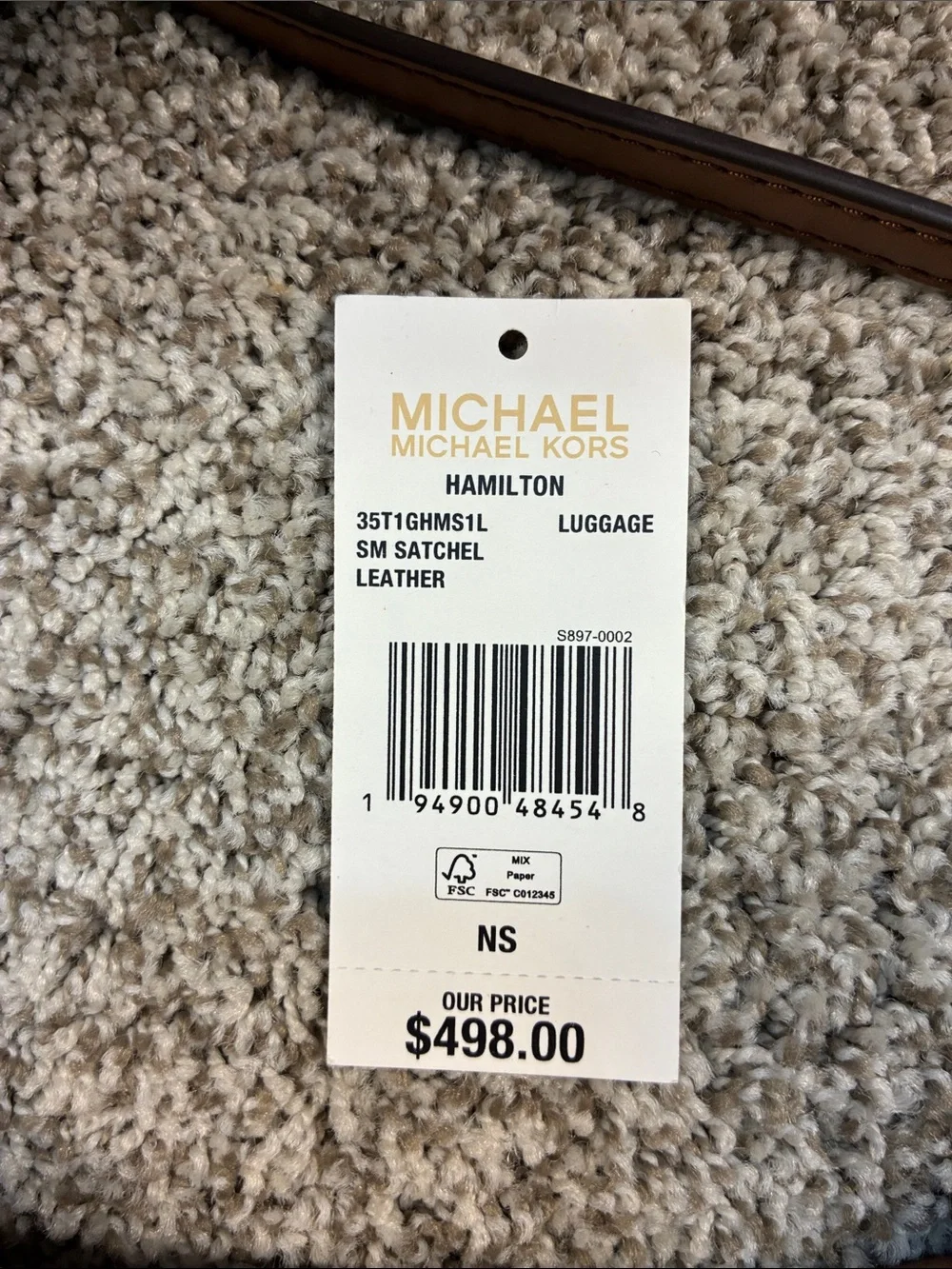 Michael Kors Hamilton Brown Leather Satchel with Gold Hardware